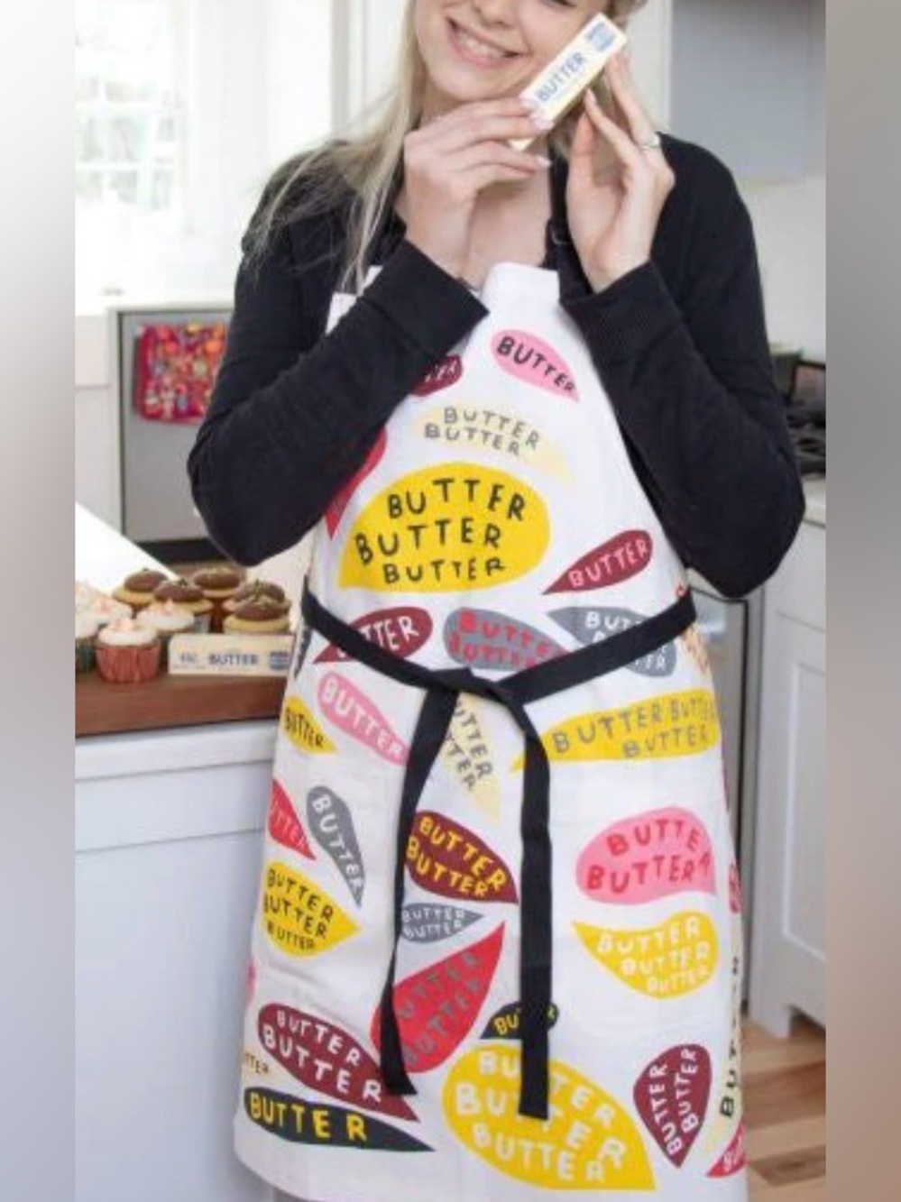 Blue Q Butter Butter Butter apron playful colorful butter heavy cotton twill